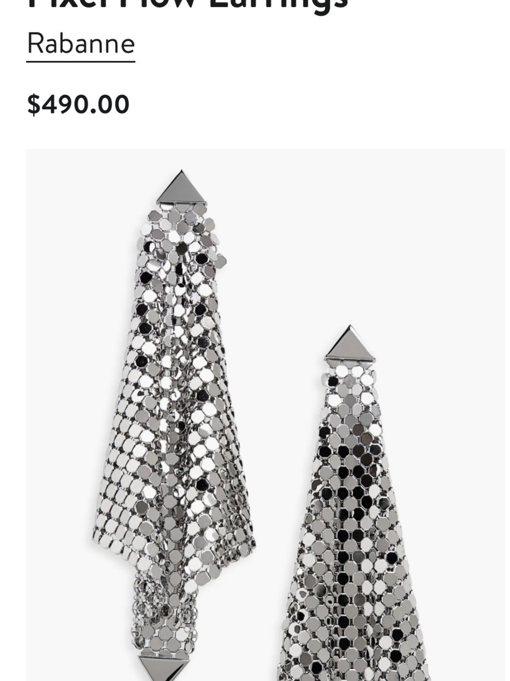 Paco Rabanne Silver Mesh Dangle Earrings - Picture 10 of 10